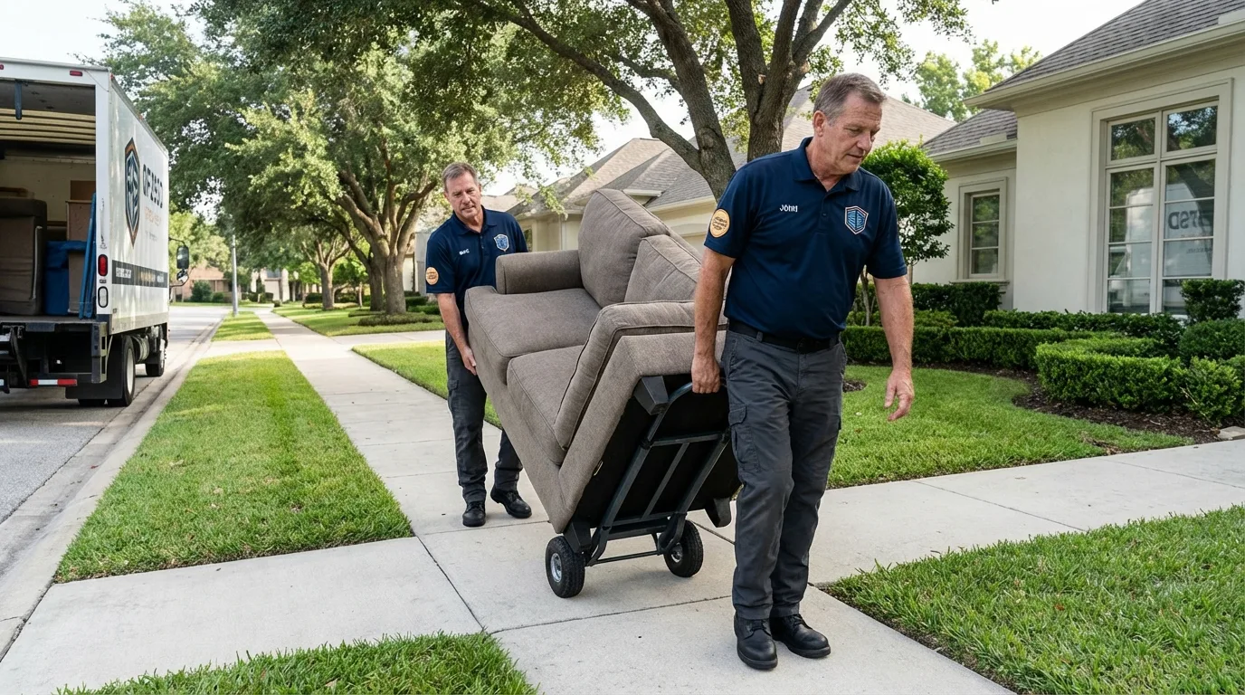 Local residential moving crew loading furniture in Astoria, IL
